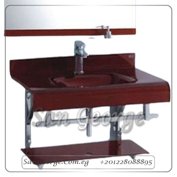 Glass Bathroom Vanity Set 9060 Dark Red 60 cm by San George Design