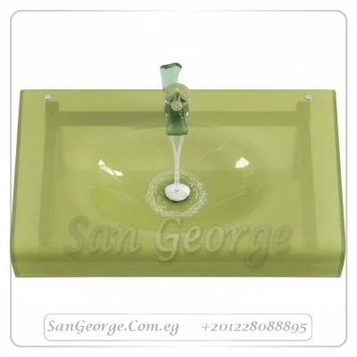 Glass Bathroom Vanity Set 21 Green 100 cm by San George Design