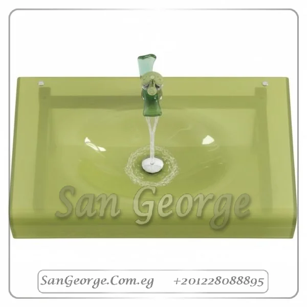 Glass Bathroom Vanity Set 21 Green 100 cm by San George Design
