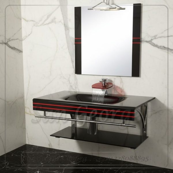 وحدة الحمام الزجاجيه 91 اسود 80 سم معلقه  من San George Design