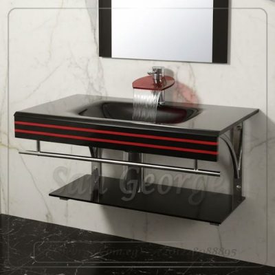 وحدة الحمام الزجاجيه 91 اسود 80 سم معلقه  من San George Design