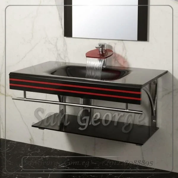 وحدة الحمام الزجاجيه 91 اسود 80 سم معلقه  من San George Design