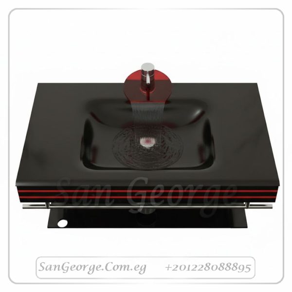وحدة الحمام الزجاجيه 91 اسود 80 سم معلقه  من San George Design