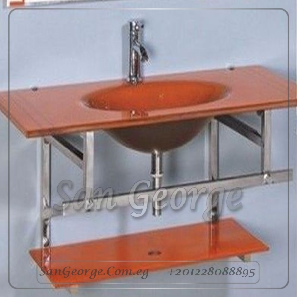 مجموعة حوض زجاج 93 احمر 80 سم معلقه من San George Design