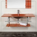 مجموعة حوض زجاج 93 احمر 80 سم معلقه  من San George Design