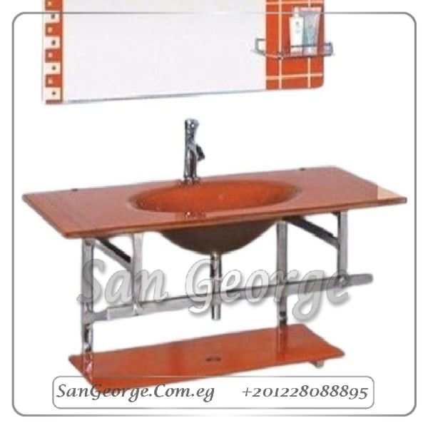 مجموعة حوض زجاج 93 احمر 80 سم معلقه من San George Design