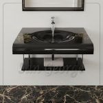 حوض حمام زجاجي 9823 اسود × حوض احمر 80 سم معلقه  من San George Design