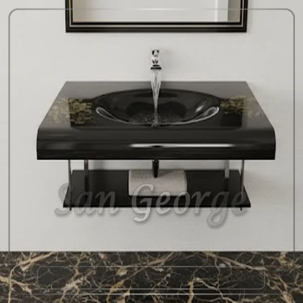 حوض حمام زجاجي 9823 اسود × حوض احمر 80 سم معلقه  من San George Design