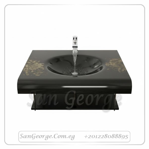 حوض حمام زجاجي 9823 اسود × حوض احمر 80 سم معلقه  من San George Design
