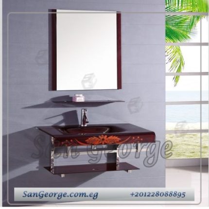 Glass Bathroom Vanity 241 Dark Red 80 cm by San George Design