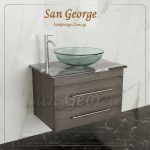 وحده حمام موبيليا خشب معلق حوض زجاج 60 سم Br-Mar-Blk-006