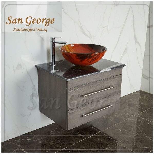 Wooden Marble Vanity Unit Vessel Sink Br-Mar-Blk-022