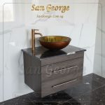 Wooden Real Stone Marble Vanity Unit Vessel Sink Br-Mar-Blk-029