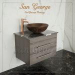 Wooden Marble Vanity Unit Vessel Sink Br-Mar-Blk-043