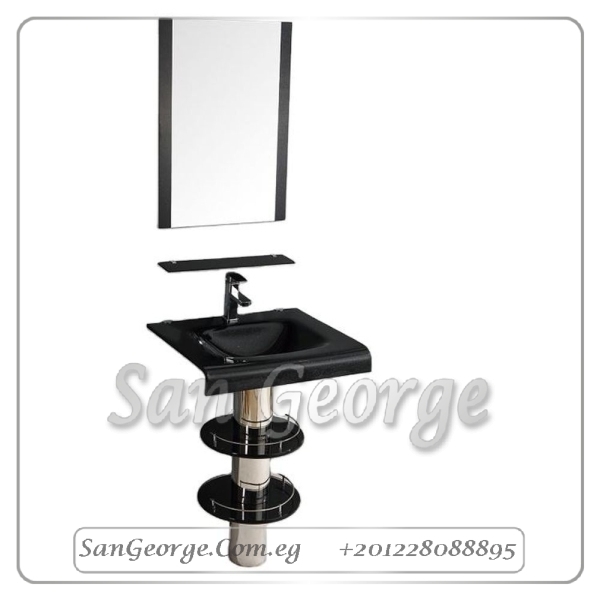 حوض حمام زجاجي 21 اسود 100 سم على الارض من San George Design
