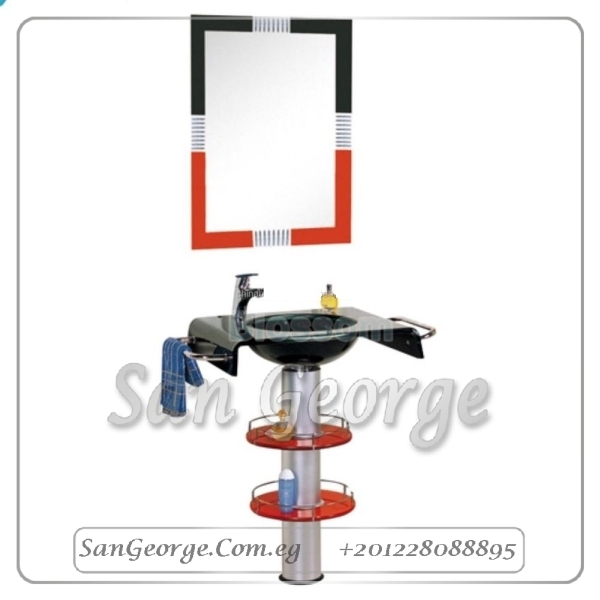 مجموعة حمام زجاج 2209 احمر×اسود 70 سم على الارض من San George Design