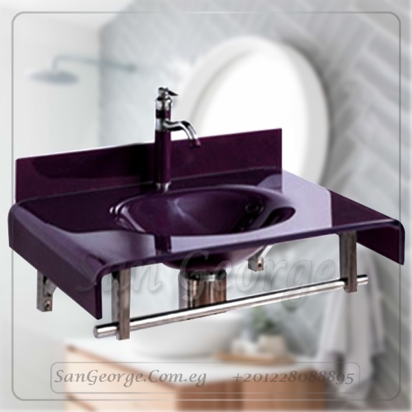 Glass Bathroom Vanity Set 3206 Black X Red 80 cm by San George Design