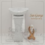 حوض رخام طبيعي مزخرف ابيض Hand Made من San George Design