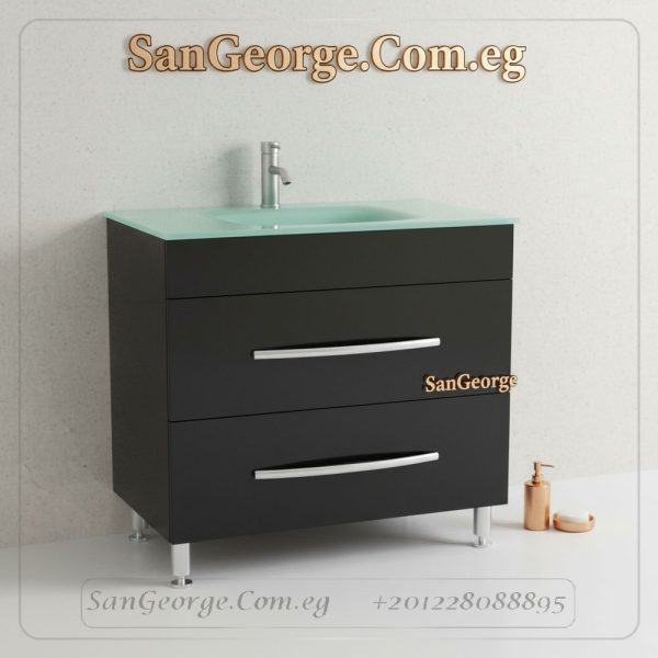 وحده حمام بورديوم 85سم على الارض اسود مع حوض زجاج