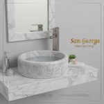حوض رخام طبيعي أبيض كارارا مودرن مقاس 40x40 | San George Design