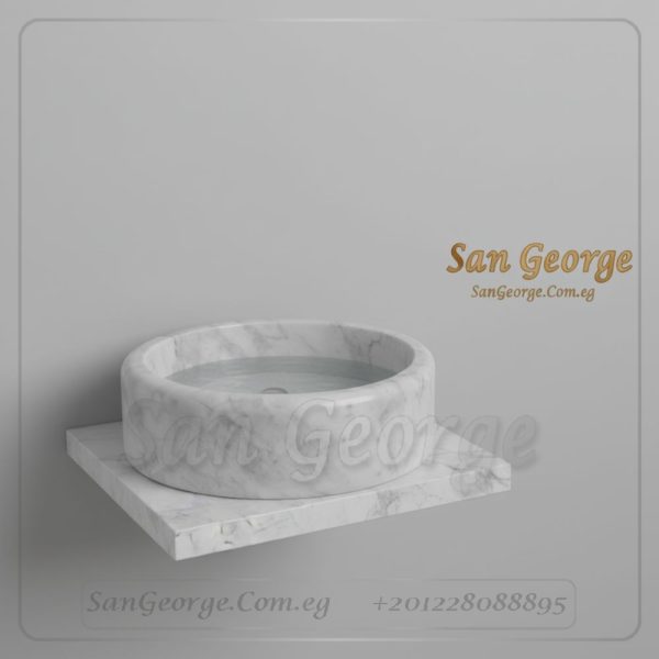 حوض رخام طبيعي أبيض كارارا مودرن مقاس 40x40 | San George Design