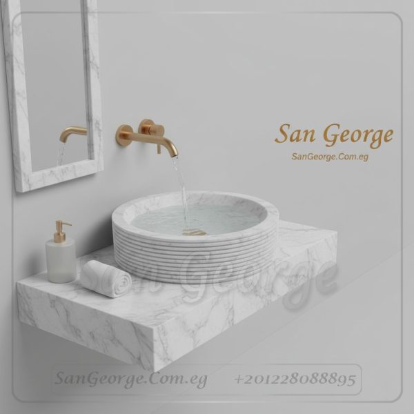 حوض رخام طبيعي ابيض  Nx-035 كونتر توب | San George Design