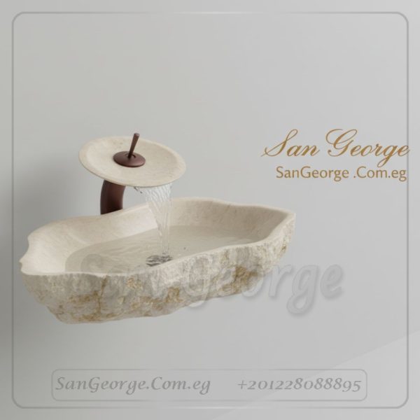 مغسلة رخام طبيعي بيج شامل خلاط رخام MRB-_BA-28 | San George Desin