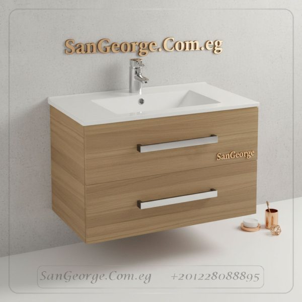 وحده حوض بورديوم بيج لميع 85 سم معلقه 2 درج مع حوض ديورافيت أبيض