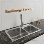 حوض2 عين مميز 80× 50ستانلس ستيل مستورد