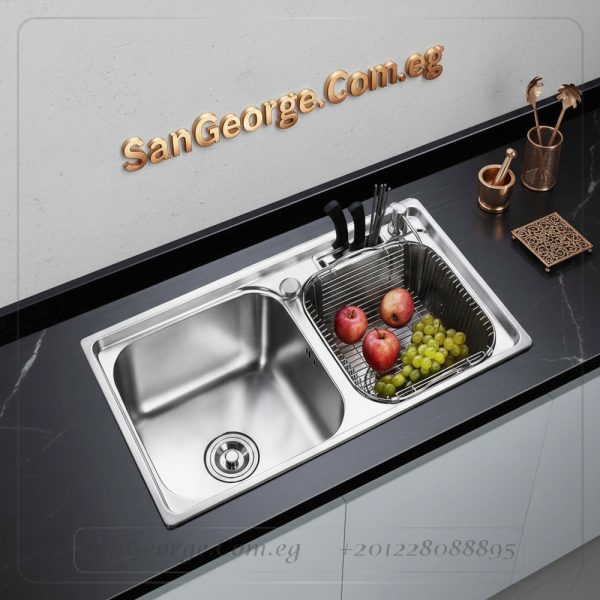 حوض مطبخ ستانلس ستيل 2 عين تركى 50 × 80