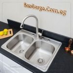 حوض 2 عين مميز 80× 50 ستانلس ستيل مستورد