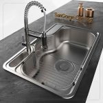 حوض مطبخ استانلس ستيل تركى بالصرف 52 × 74