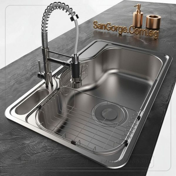حوض مطبخ استانلس ستيل تركى بالصرف 52 × 74