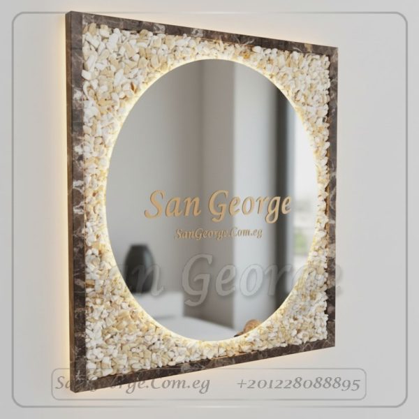 مرايا رخام طبيعي باضائه ليد مميزه  من سان جورج ديزاين San George Design