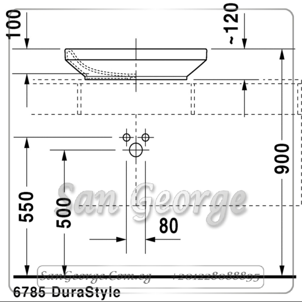 Durastyle حوض ديوراستايل اسود فوق سطح افقي 38×60