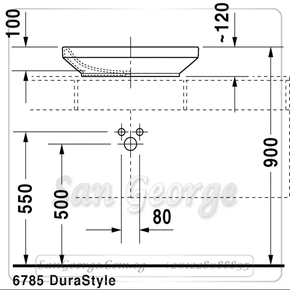 Durastyle حوض ديوراستايل اسود فوق سطح افقي 38×60
