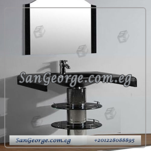 Glass Bathroom Vanity Set 2209 Black 70 cm by San George Design