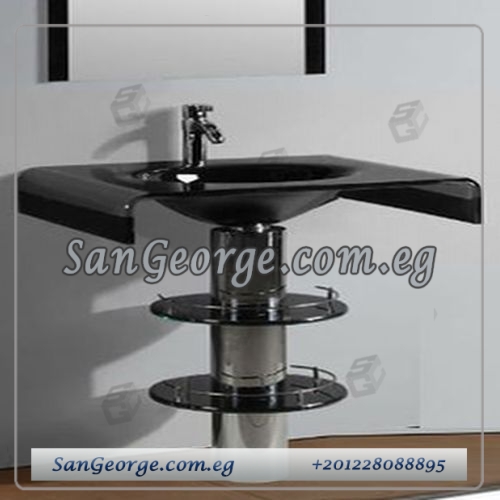 Glass Bathroom Vanity Set 2209 Black 70 cm by San George Design