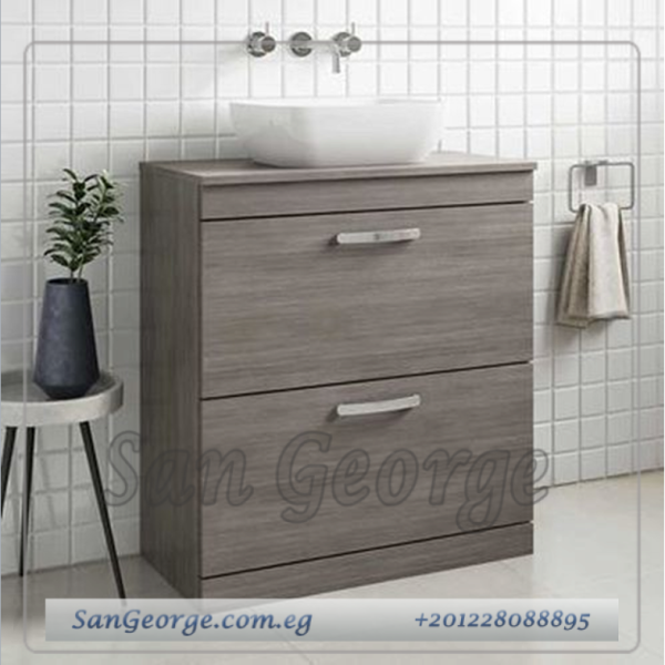 وحده حوض موبيليا خشب 65 سم على الارض 2 درج مع حوض بليزا ابيض MRH-5007