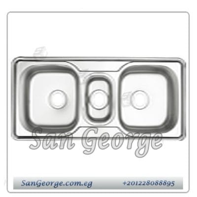 حوض مطبخ ستانلس ستيل بالصرف و مجموعه التثبيت 100 × 48 سم