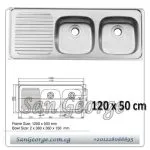 حوض مطبخ 120 × 50 سم 2 عين من نوفا