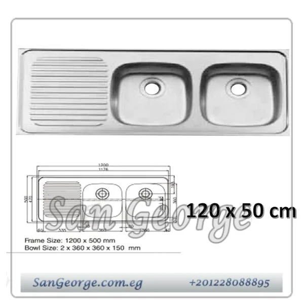 حوض مطبخ 120 × 50 سم 2 عين من نوفا