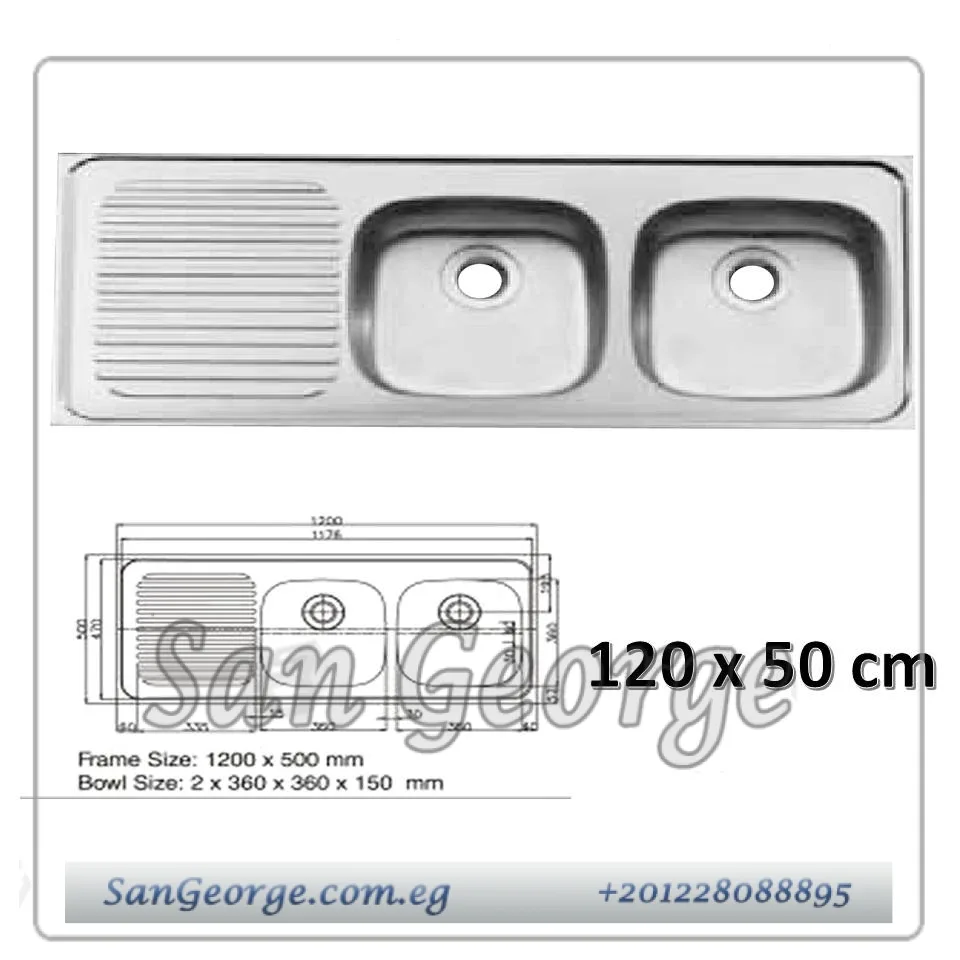 حوض مطبخ 120 × 50 سم 2 عين من نوفا