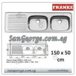 حوض مطبخ فرانكي ستانلس ستيل 150 × 50 2عين + 2صفايه