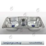 حوض مطبخ 100 × 48 سم ستانلس ستيل يثبت في الرخامه
