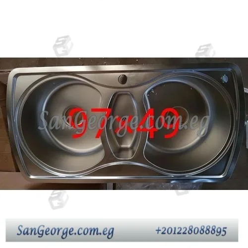 حوض مطبخ ستانلس ستيل بالصرف و مجموعه التثبيت 97 × 49 سم