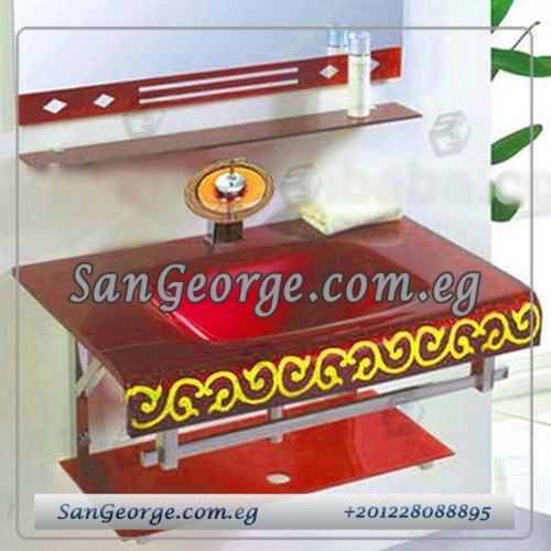 Glass Bathroom Vanity Set 37 My Flower X Gold 80 cm by San George Design