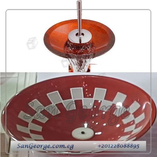 حوض حمام وحده خشب معلق 60 سم حوض زجاج Br-Mar-Bg-082
