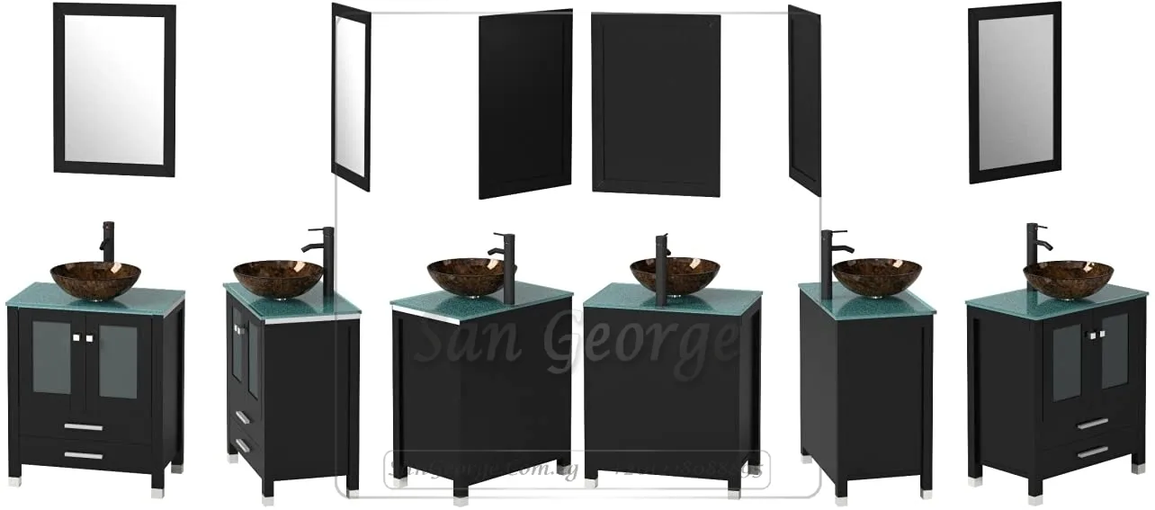 Glass Wood Marble Vanity Unit Br-Mar-5015