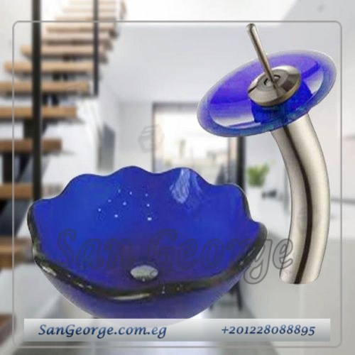 حوض حمام وحده موبيليا خشب معلق 60 سم حوض زجاج Br-Mar-Blk-054